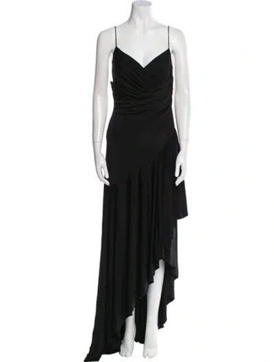 Pre-owned Alexandre Vauthier Cowl Neck Long Dress In Black