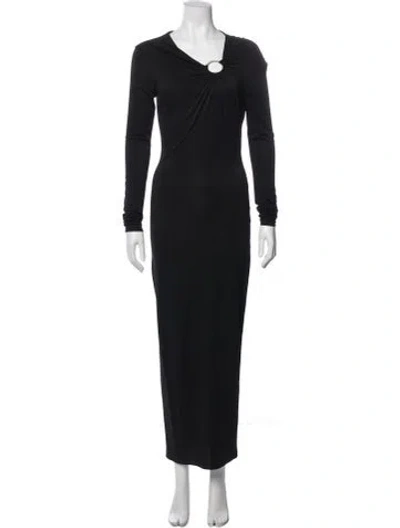 Pre-owned Alexandre Vauthier Cowl Neck Long Dress In Gray