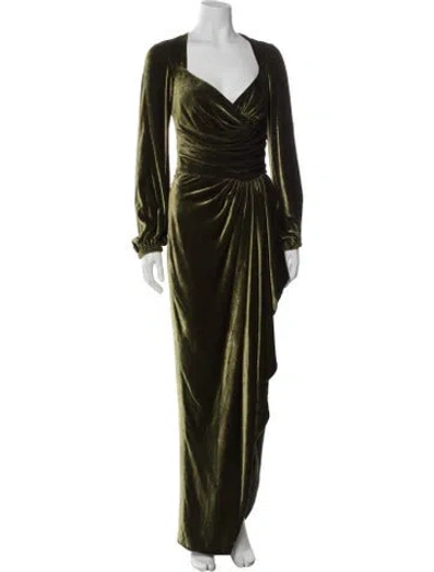 Pre-owned Alexandre Vauthier Cowl Neck Long Dress In Green
