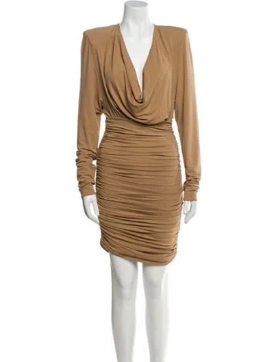 Pre-owned Alexandre Vauthier Cowl Neck Mini Dress In Brown