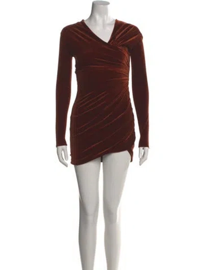 Pre-owned Alexandre Vauthier Cowl Neck Mini Dress In Brown