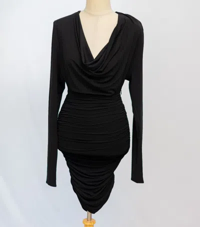 Pre-owned Alexandre Vauthier Cowl-neck Ruched Jersey Mini Dress