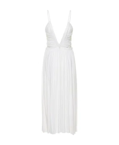 Alexandre Vauthier Crepe Texture Jersey Mid-length Dress In White