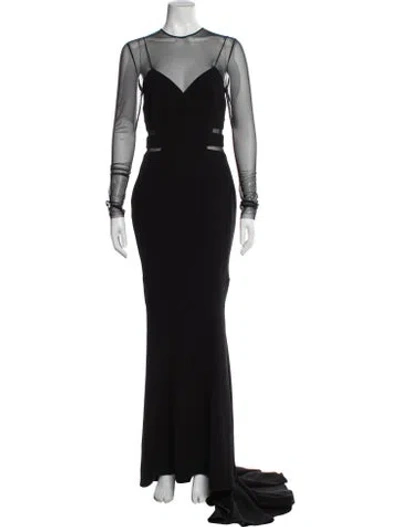 Pre-owned Alexandre Vauthier Crew Neck Long Dress In Black