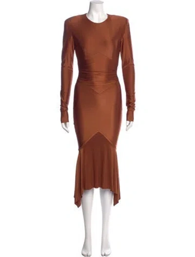 Pre-owned Alexandre Vauthier Crew Neck Long Dress In Brown