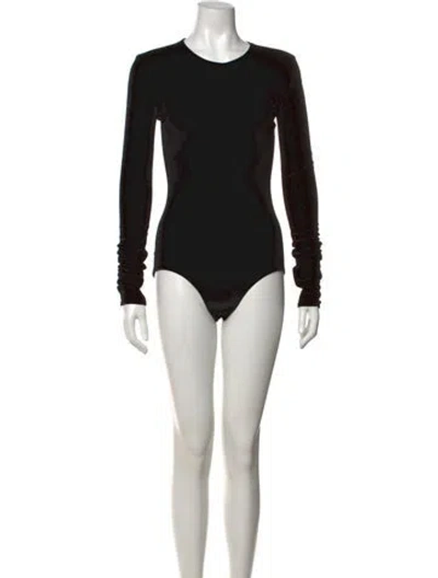 Pre-owned Alexandre Vauthier Crew Neck Long Sleeve Bodysuit In Black