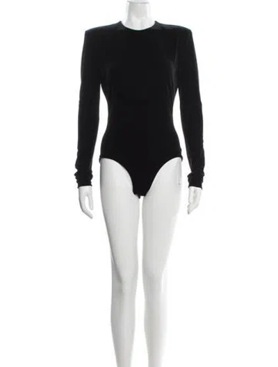 Pre-owned Alexandre Vauthier Crew Neck Long Sleeve Bodysuit In Black