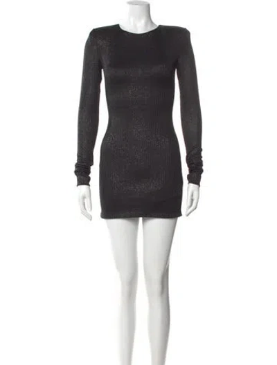 Pre-owned Alexandre Vauthier Crew Neck Mini Dress In Black/metallic