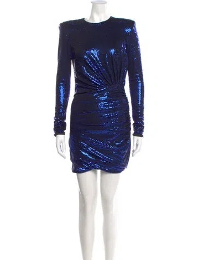 Pre-owned Alexandre Vauthier Crew Neck Mini Dress In Blue