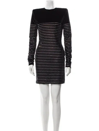 Pre-owned Alexandre Vauthier Crew Neck Mini Dress W/ Tags In Black