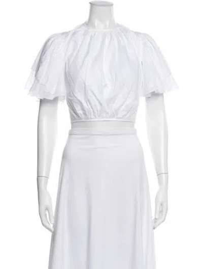 Pre-owned Alexandre Vauthier Crew Neck Short Sleeve Crop Top In White