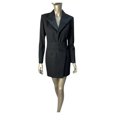 Pre-owned Alexandre Vauthier Crystal Embellished Black Blazer Bress Sz.40