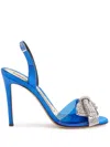 Alexandre Vauthier Crystal-embellished Bow 105mm Sandals In Blue