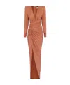 Alexandre Vauthier Crystal V-neck Dress In Brown