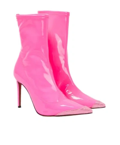 Alexandre Vauthier Crystal-embellished Faux Leather Ankle Boots In Pink