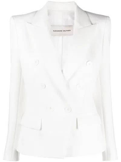 Alexandre Vauthier Smocking Double-breasted Blazer Jacket In White