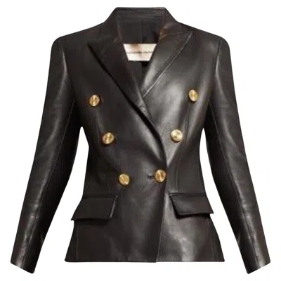 Pre-owned Alexandre Vauthier Double-breasted Leather Blazer Fr42 In Black