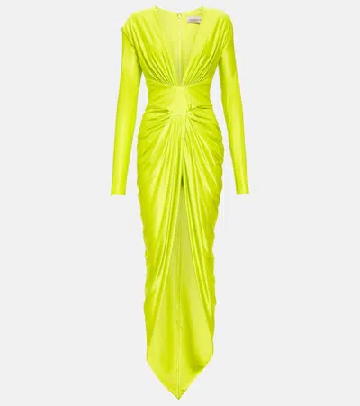 Alexandre Vauthier Draped Jersey Gown In Yellow