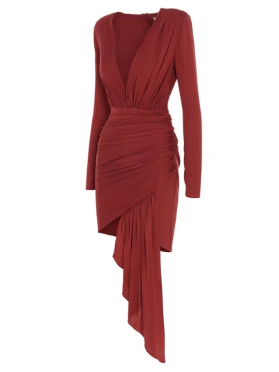 Alexandre Vauthier Draped Silk Dress Dresses In Red
