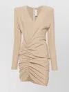 ALEXANDRE VAUTHIER DRAPED V-NECKLINE MINI DRESS WITH RUCHED DETAILING