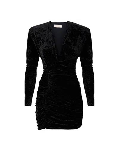 Alexandre Vauthier Draped Velvet Dress In Black