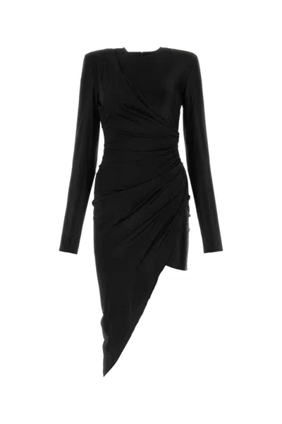 Alexandre Vauthier Gathered-effect Long-sleeve Minidress In Black