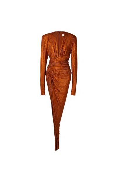 Alexandre Vauthier Dress In Brown