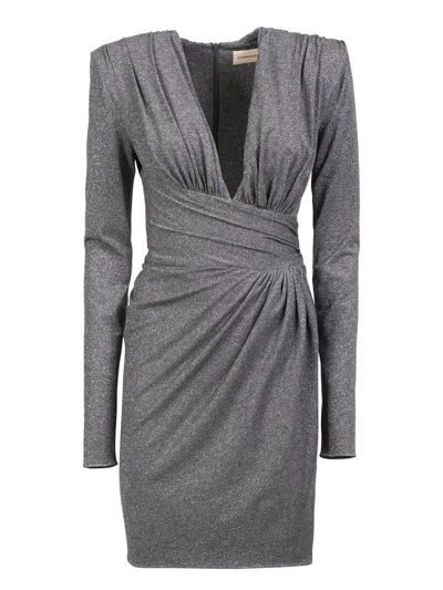 Alexandre Vauthier Metallic Draped Mini Dress In Grey