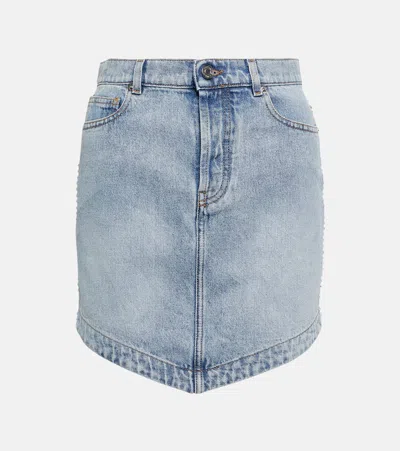 ALEXANDRE VAUTHIER EMBELLISHED DENIM MINISKIRT