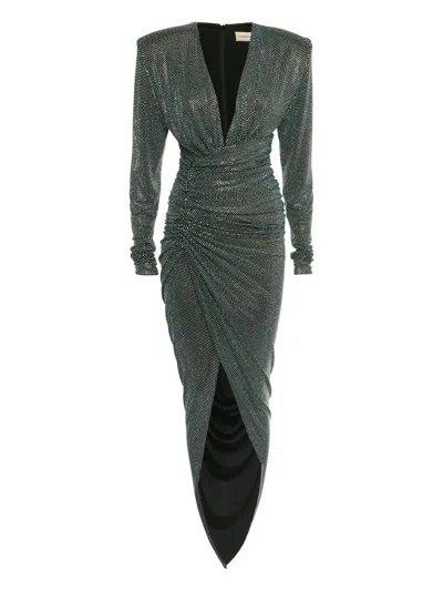 Pre-owned Alexandre Vauthier Embellished Maxi Dress In Green