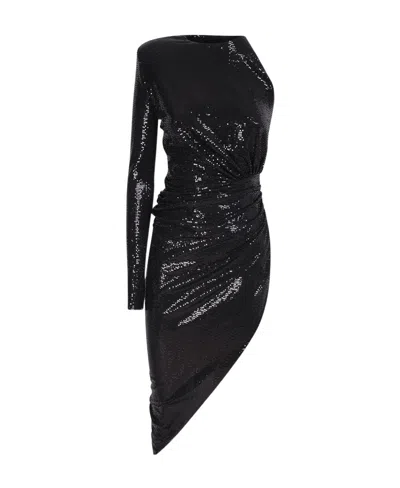Alexandre Vauthier Microcrystal-embellished Asymmetric Dress In Black