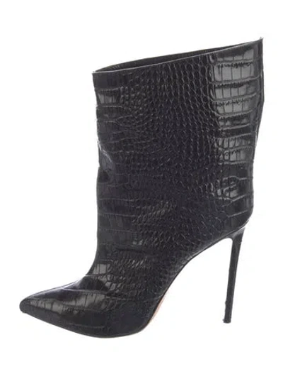 Pre-owned Alexandre Vauthier Embossed Leather Animal Print Boots In Black