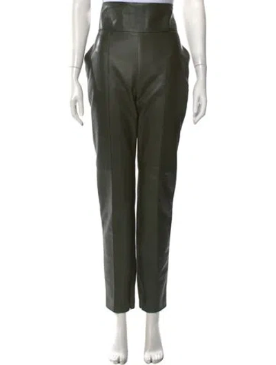 Pre-owned Alexandre Vauthier Faux Leather Straight Leg Pants In Green