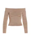 Alexandre Vauthier Pink Off-shoulder Top In Brown