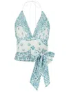 Alexandre Vauthier Floral-print Cotton Top In Blue