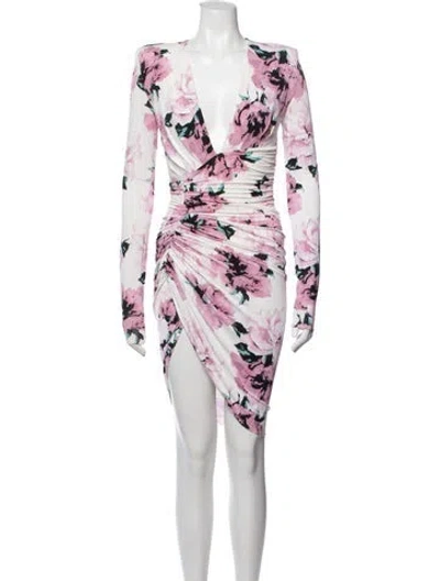 Pre-owned Alexandre Vauthier Floral Print Mini Dress In White