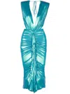 Alexandre Vauthier Foiled Drape-detailing Dress In Blue