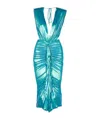 Alexandre Vauthier Foiled Drape-detailing Dress In Blue