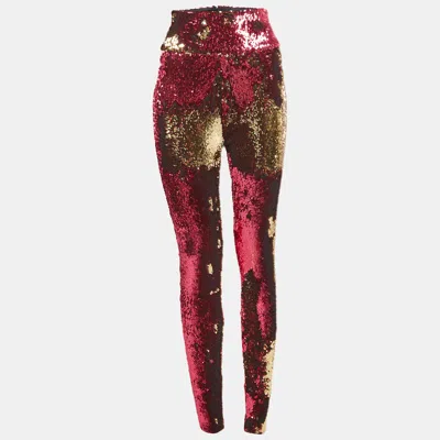 Alexandre Vauthier Fuchsia Pink Sequin Pants In Burgundy