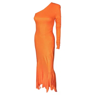 Pre-owned Alexandre Vauthier F/w 2018 Couture Crystal Embellished Evening Dress Gown In Orange