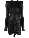 Alexandre Vauthier Gathered Ruffled Metallic Jersey Minidress In Black