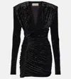 Alexandre Vauthier Gathered Velvet Minidress In Black