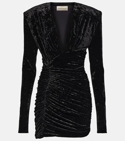 Alexandre Vauthier Gathered Velvet Minidress In Black