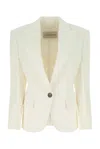 Alexandre Vauthier White Padded-shoulder Single-breasted Blazer In Neutral