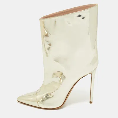 Alexandre Vauthier Gold Synthetic Leather Mid Calf Boots In Neutral