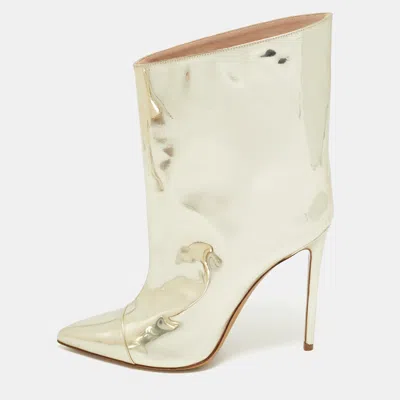 Alexandre Vauthier Gold Synthetic Leather Mid Calf Boots In Neutral