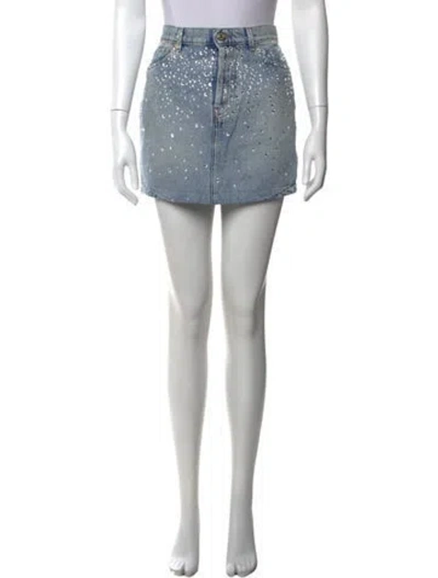 Pre-owned Alexandre Vauthier Graphic Print Mini Skirt In Blue