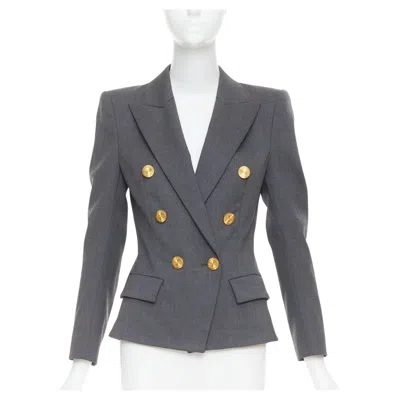 Pre-owned Alexandre Vauthier Grey Wool Gold Sunburst Buttons Double Breasted Blazer Jacket In Gray