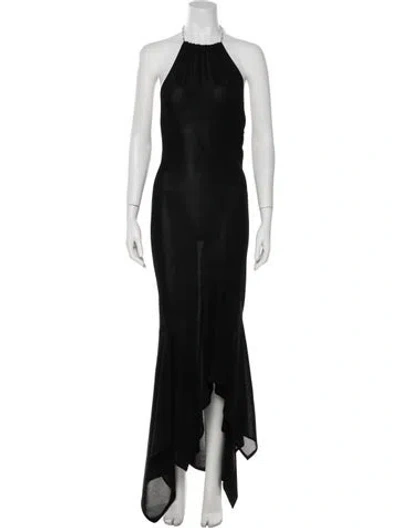 Pre-owned Alexandre Vauthier Halterneck Long Dress In Black
