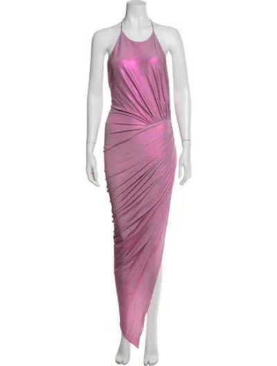 Pre-owned Alexandre Vauthier Halterneck Long Dress In Pink